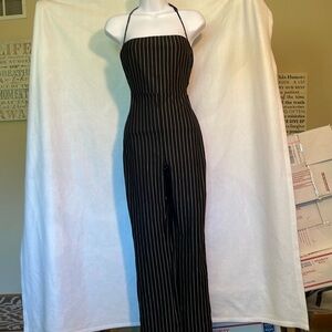 Naked Wardrobe/Pin Me Down Jumpsuit/ Black/White Stripe